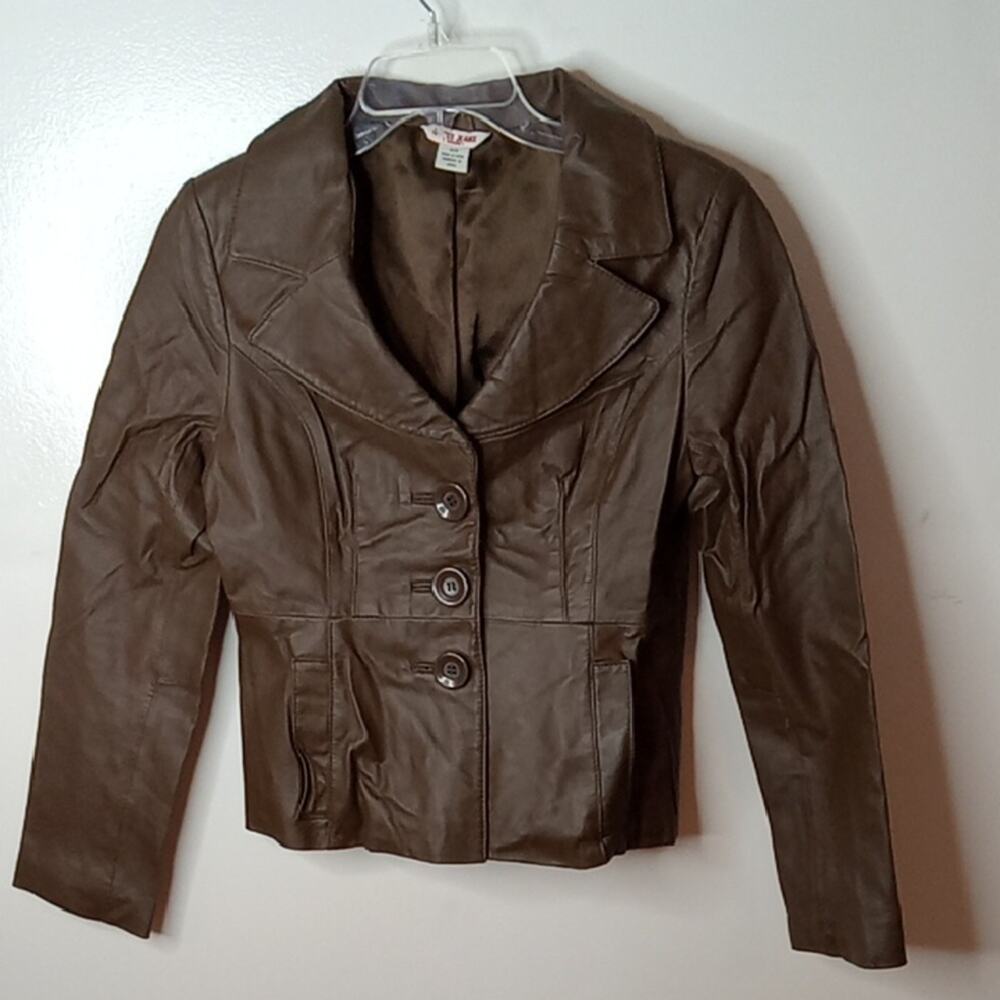 Vintage Guess Jeans Women's Size Medium Brown Pig Leather Jacket . Fun, Festival